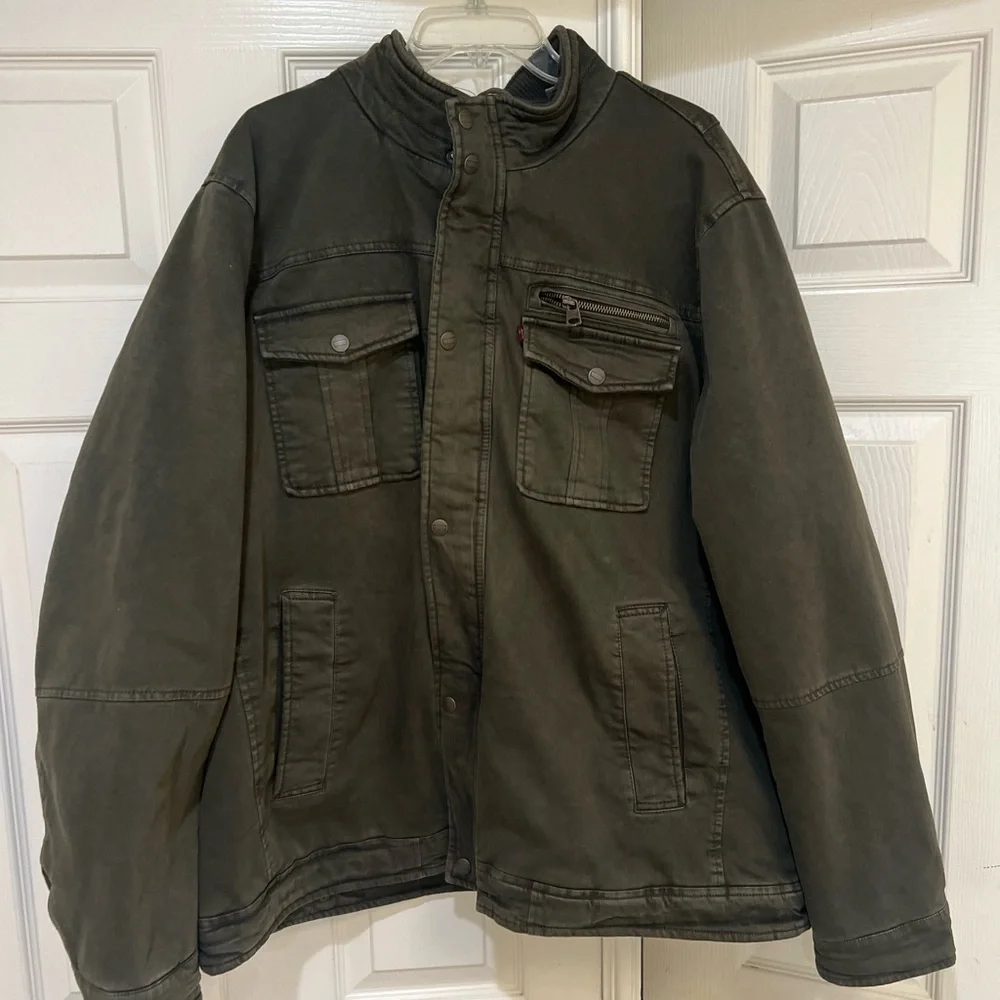 Levi's Men sz XXL Olive Green Zip/Snap Front‎ Utility Jacket gorpcore grunge